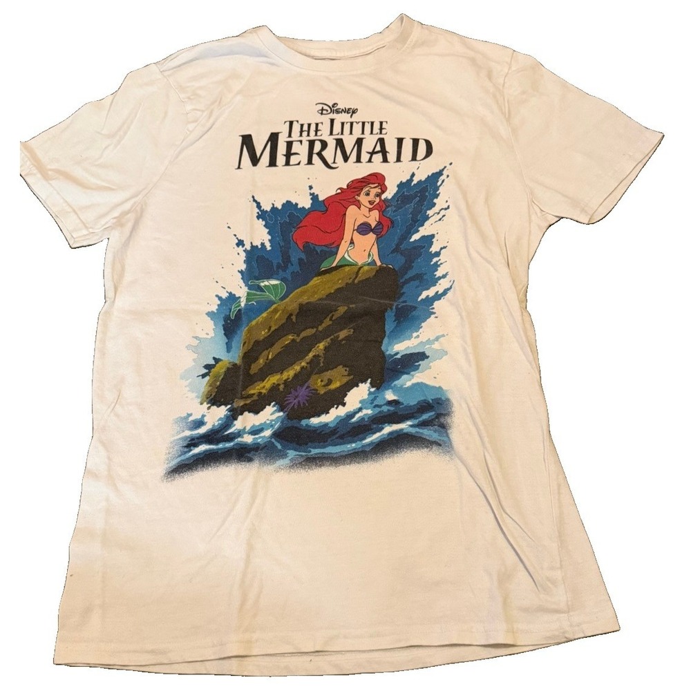 Disney The Little Mermaid Ariel Graphic T-Shirt Size M White Princess
